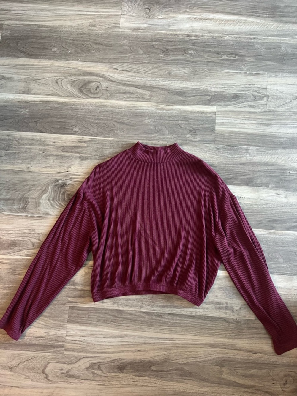 Garage Ribbed Mock Neck Sweater - Wine